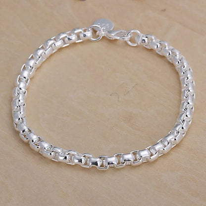 Bracelet Argent Sterling 925 Chaîne Carrée Solide - Bijou Femme Homme Unisexe Cadeau Mariage Soirée