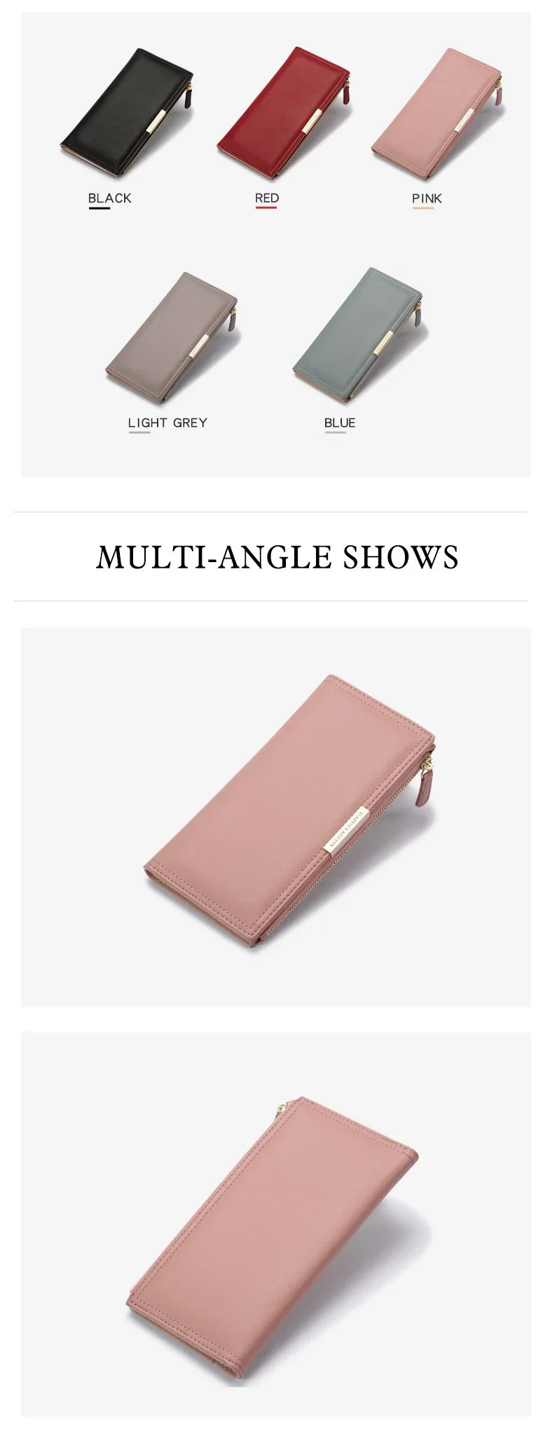 Portefeuille Femme Personnalisé Photo Cuir PU - Long Bifold avec Zip et Boucle