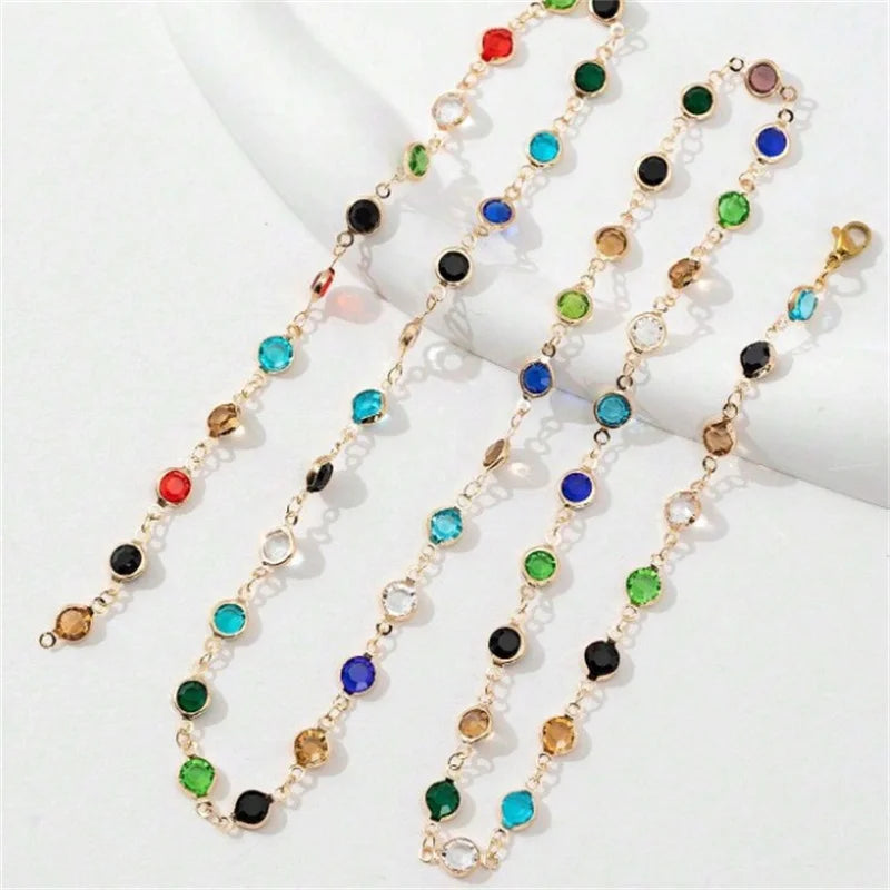 Collier Longue Chaîne Perles Pierres Colorées Cristaux – Maxi Vintage Équilibrant Femme