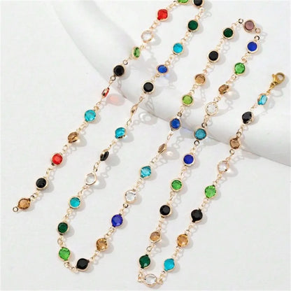 Collier Longue Chaîne Perles Pierres Colorées Cristaux – Maxi Vintage Équilibrant Femme
