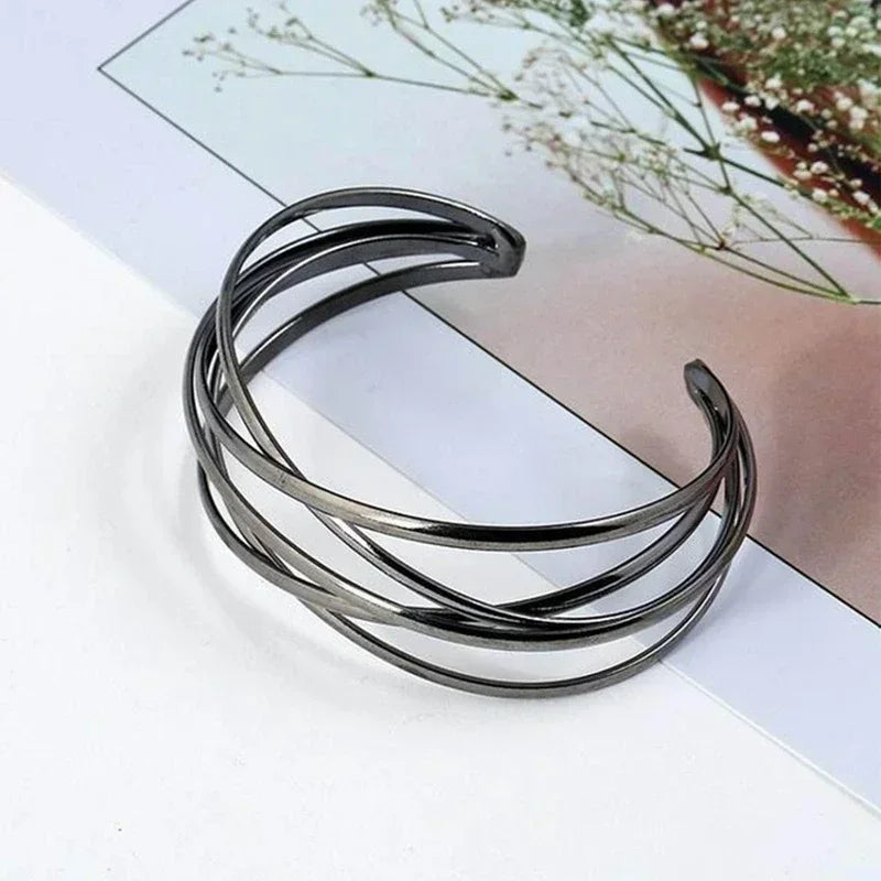 Bracelet Manchette Charm Femme – Alliage Ajustable, 4 Finitions Luxe
