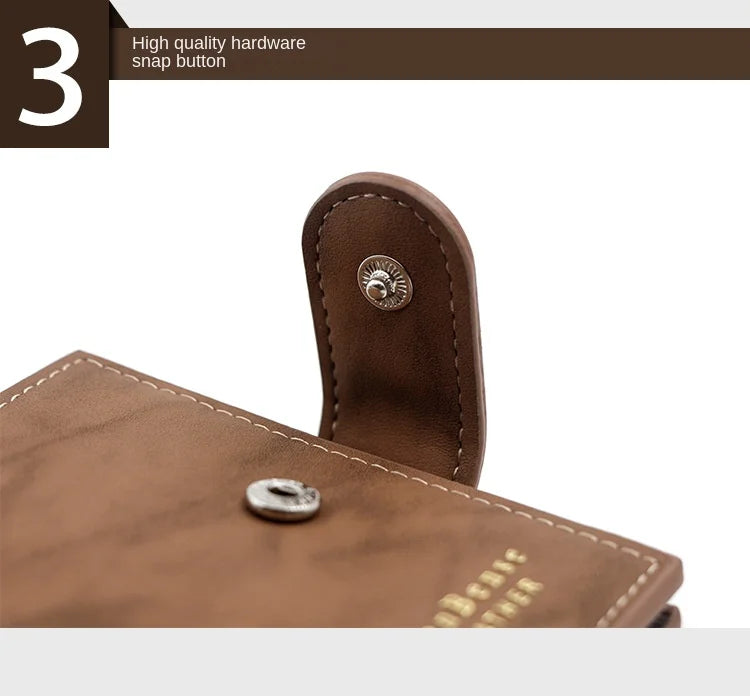 Portefeuille Homme Cuir PU avec Fermoir - Porte-Cartes Business Compact