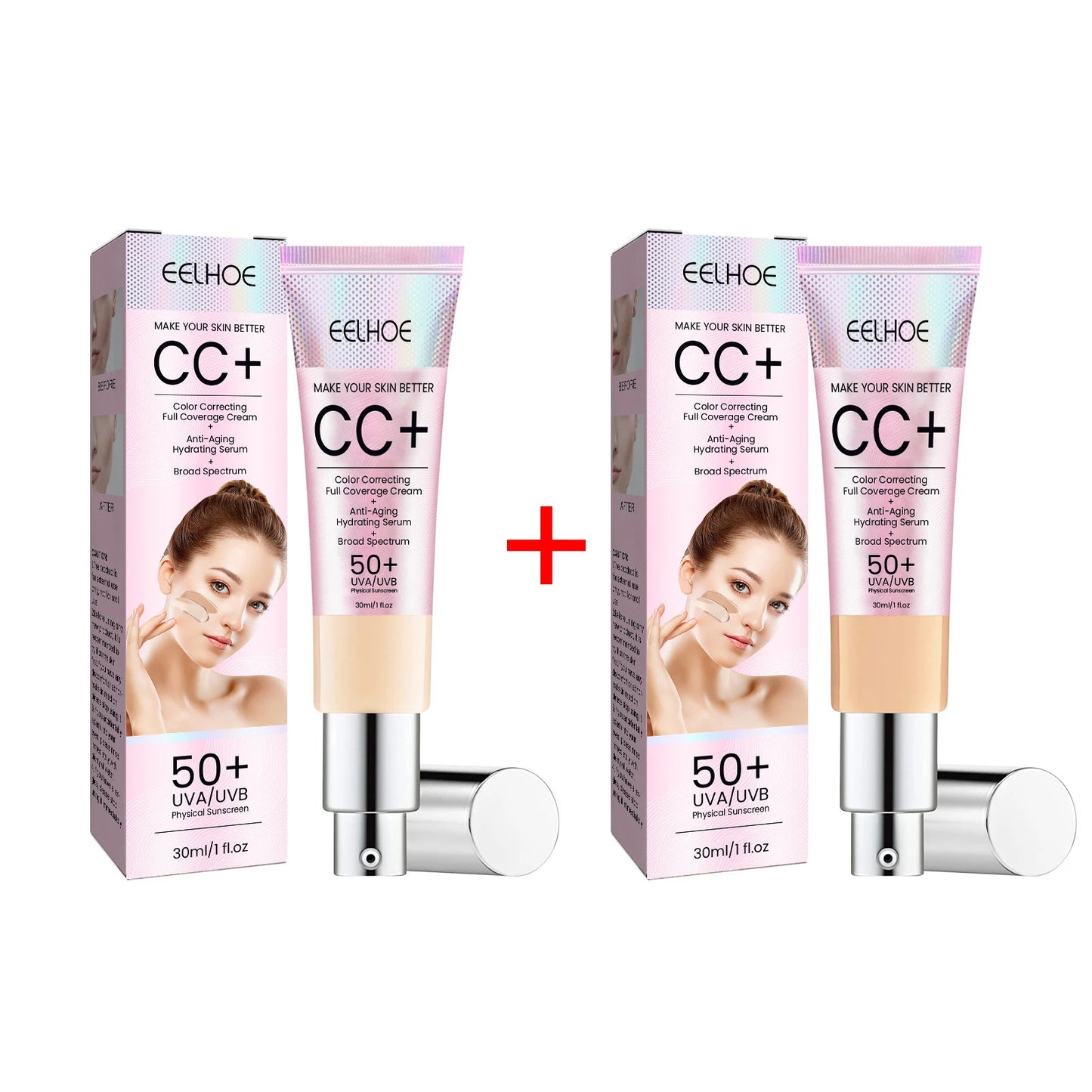 Fond de Teint CC Cream - Hydratant Waterproof Éclaircissant Couvrance Imperfections Contrôle Sébum Longue Tenue