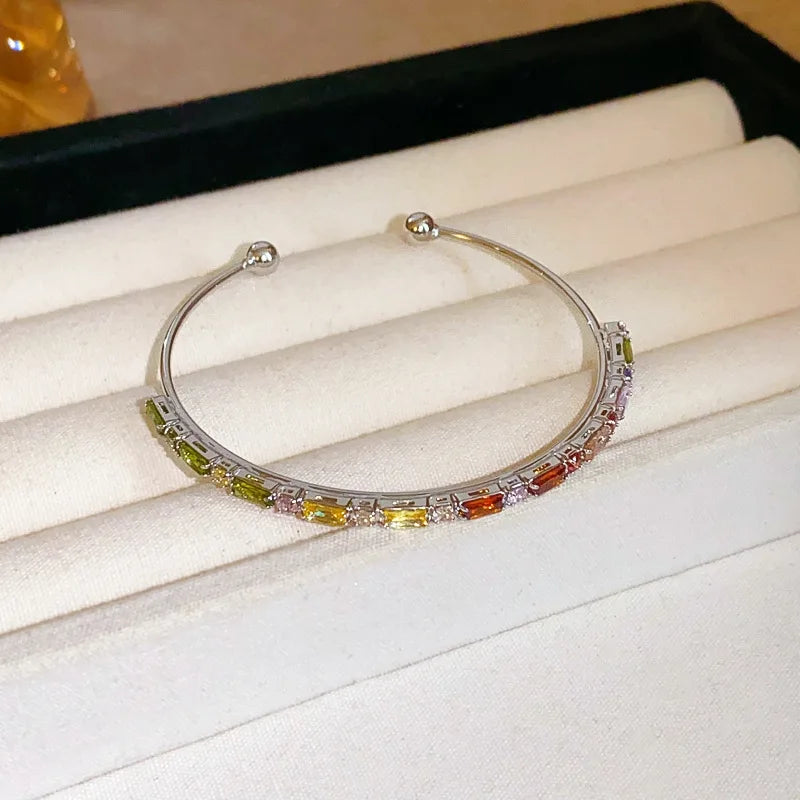 Bracelet Manchette Zircon Plein Cuivre Plaqué Or – Nœud Minimaliste Femme Mariage Soirée