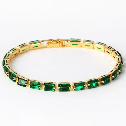 Bracelet Plaqué Or 18K Zircons Arc-en-Ciel – Luxe Micro-Pavé Étanche