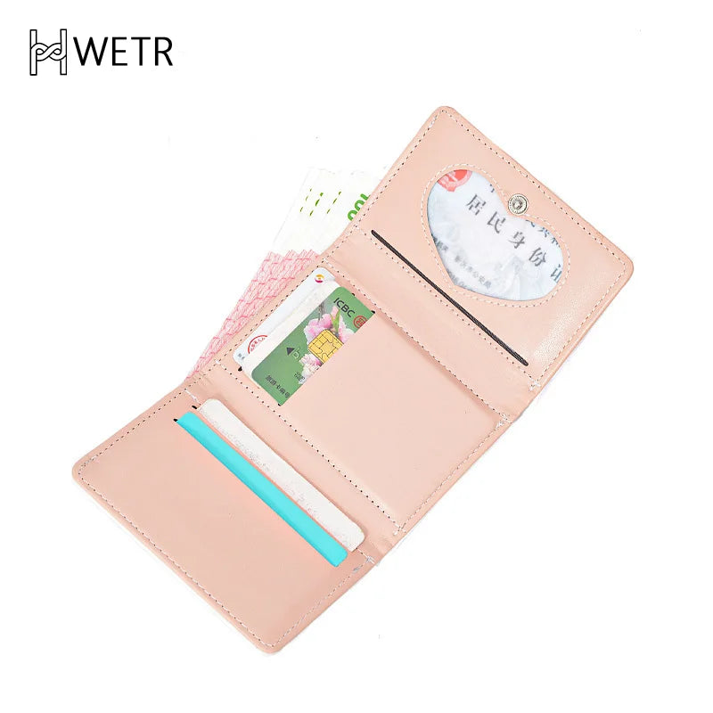 Portefeuille Femme Court Broderie Étoile Hasp - Porte-Monnaie Cute Pliable Porte-Carte Clutch Petit