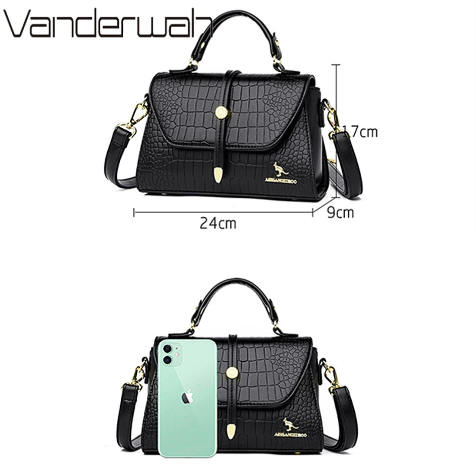 Sac Bandoulière Femme Cuir Crocodile Luxe 2025 - Messenger Designer Élégant