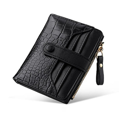 Portefeuille Femme Cuir PU Motif Crocodile - Porte-Cartes Court Bifold