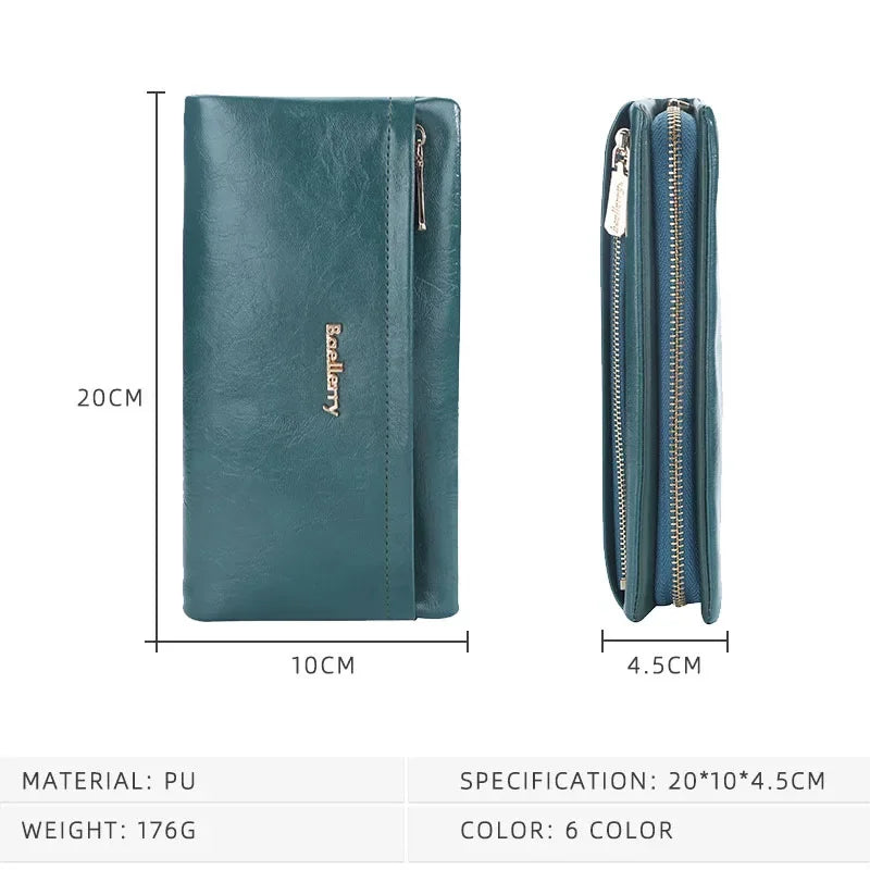 Portefeuille Femme Cuir PU Multi-Fonctions - Pochette Clutch Porte-Cartes Téléphone
