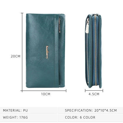 Portefeuille Femme Cuir PU Multi-Fonctions - Pochette Clutch Porte-Cartes Téléphone