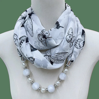 Foulard Collier Mousseline Multicolore Femme - Bijou Statement Neckerchief Bohème Hijab