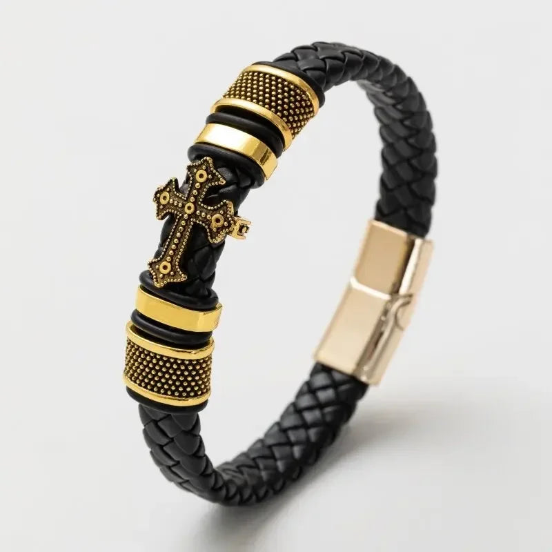 Bracelet Cuir Classique Homme – Boucle Magnétique Métal Casual Chic