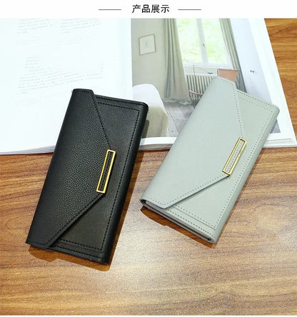 Portefeuille Femme Cuir Long Fashion Hasp - Clutch Wallet Cartera Mujeres avec Poche Téléphone