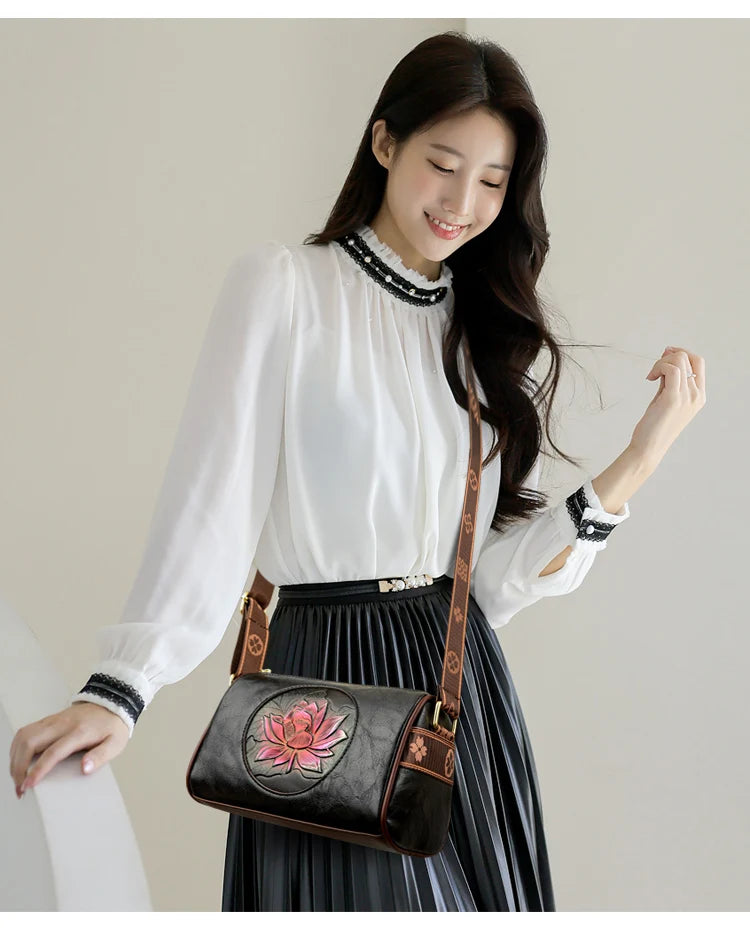 Sac à Main Femme Cuir Souple - Sac Bandoulière Crossbody Imprimé Fashion 2024
