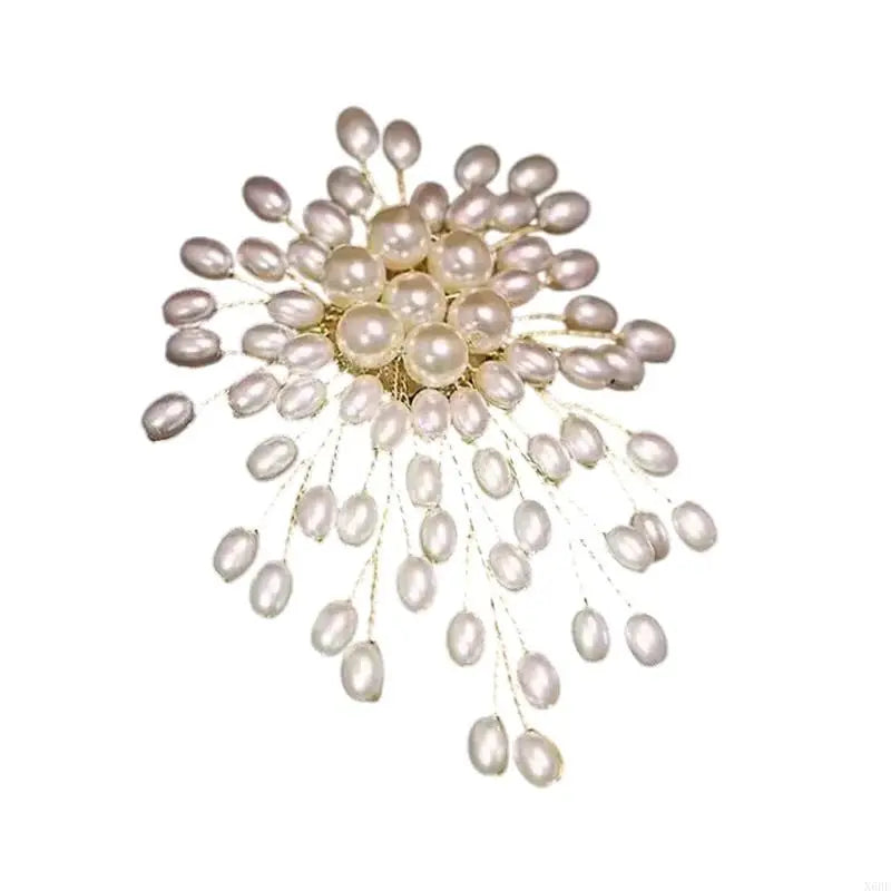 Broche Fleur Perles Luxueuse Statement – Pin's Élégant Décoration Vêtements Femme