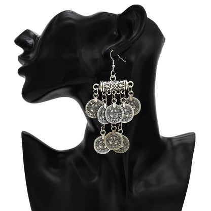 Parure Bijoux Afghan Bohème – Collier Choker Pièces Pompons Boucles