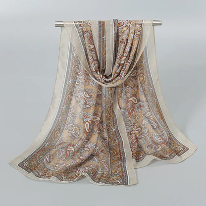 Foulard Soie Mousseline Luxe Femme - Écharpe Tête Plage Bandana Hijab Été