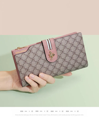 Portefeuille Femme Long Personnalisé Porte-Carte - Sac à Main Multifonction Téléphone Vert Tendance