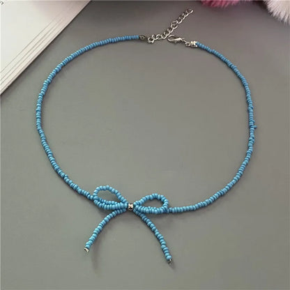 Collier Choker Perles Riz Nœud Papillon – Vintage Élégant Femme Fille