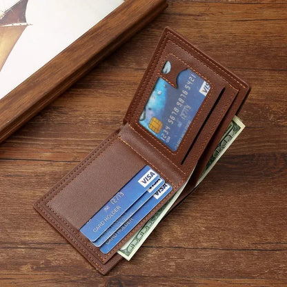 Portefeuille Homme Cuir Court Minimaliste - Wallet Pliable Fin Compact Coffee