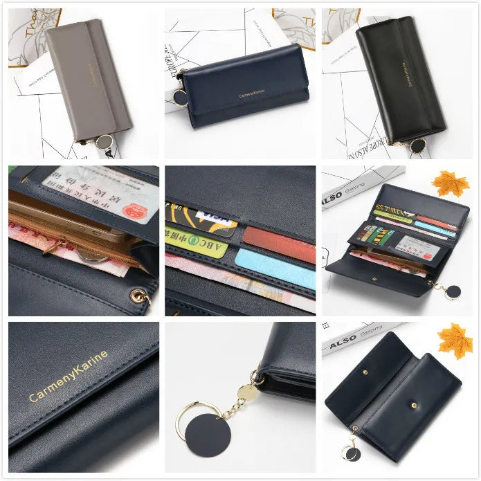 Portefeuille Long Femme Tri-Fold Cuir Lettre - Clutch Porte-Cartes Fresh Fashion