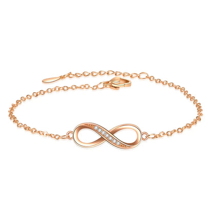 Bracelet Infini Luxe Acier Inoxydable Zircons – Ruban Möbius Argenté