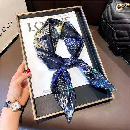 Foulard Carré Soie Naturelle 100% 65cm Femme - Bandana Headscarf Neckerchief Châle Luxe