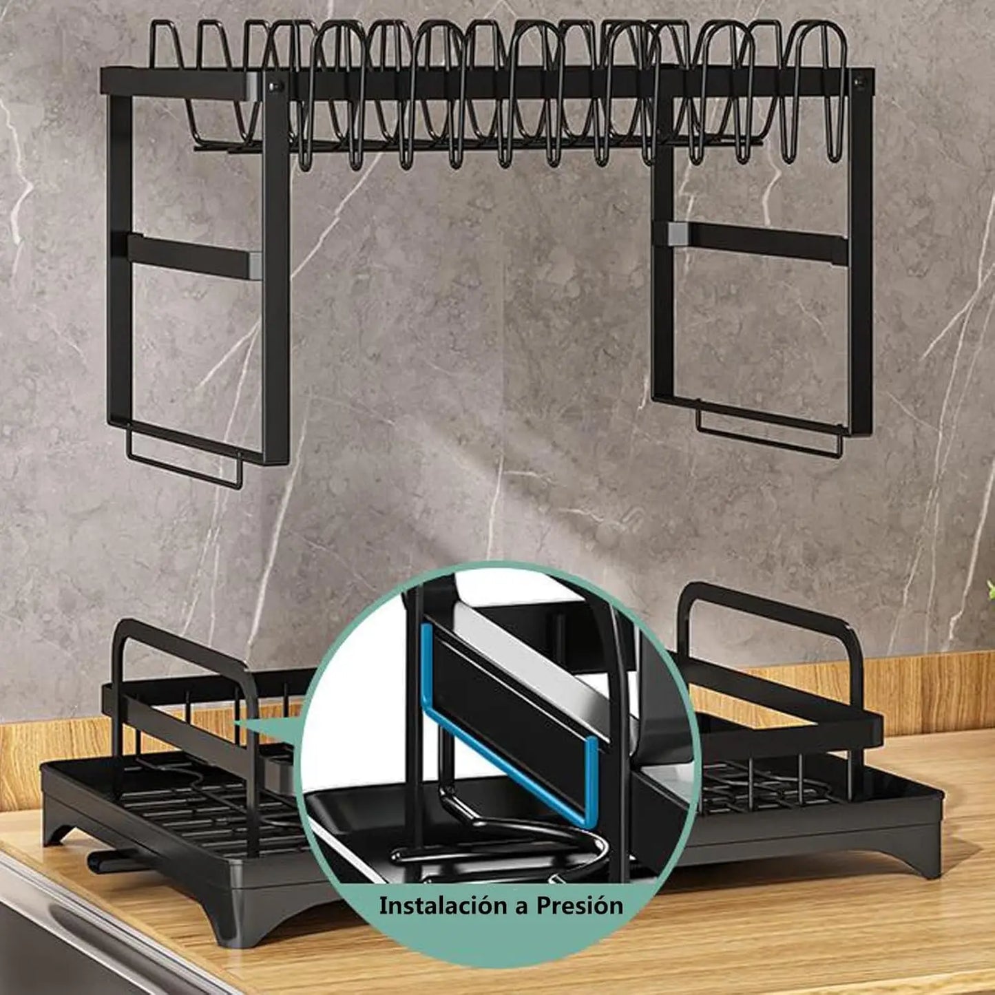 Égouttoir à Vaisselle 2 Étages - Organisateur de Cuisine Pliable