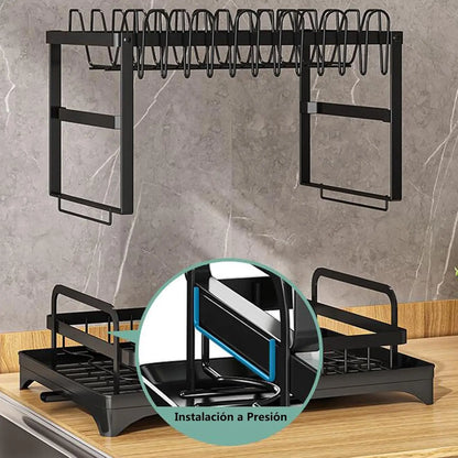 Égouttoir à Vaisselle 2 Étages - Organisateur de Cuisine Pliable