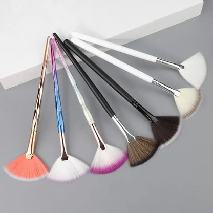Pinceau Blush Éventail Rose Gold - Highlighter Poudre Libre Visage Ultra-Doux Coréen Beauté Professionnelle