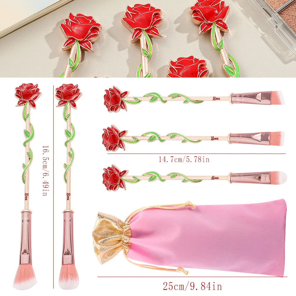 Set 5 Pinceaux Maquillage Beauty and The Beast - Rose Enchantée Cosplay Outil Beauté Cosmétique Collection