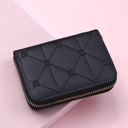 Portefeuille Femme Mignon Cœur Brodé Cuir PU - Trifold Multi-Cartes avec Porte-Monnaie