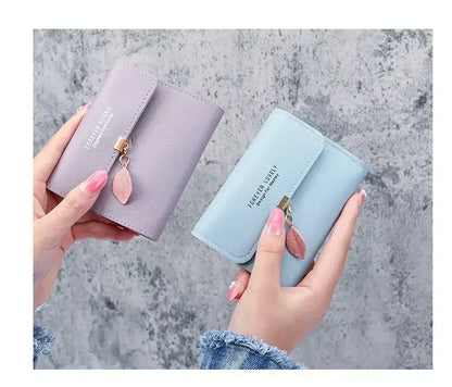 Portefeuille Femme Court Trifold Cuir PU Pompon - Clutch Coin Purse Hasp Luxe Fashion Tendance Violet
