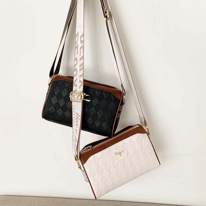 Sac Bandoulière en Cuir PU Motif Check – Style Luxe Femme