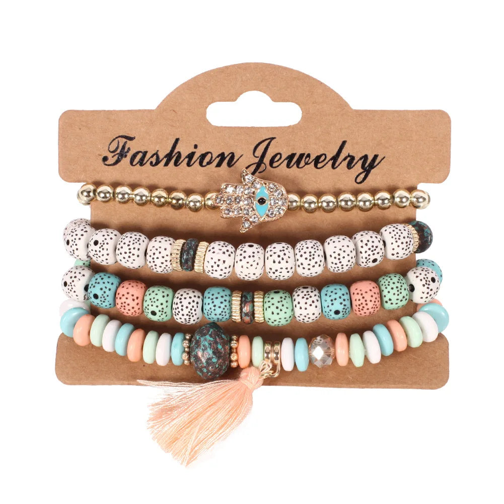 Set Bracelets Bohèmes Perles Colorées – Tressés Main Été
