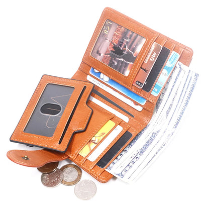Portefeuille Femme Cuir Rétro Rouge - Porte-Monnaie Court Bifold avec Porte-Cartes Détachable