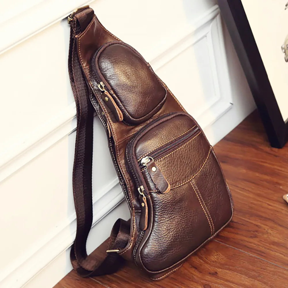 Sac Bandoulière en Cuir Véritable – Style Vintage Homme, Port Croisé & Épaule