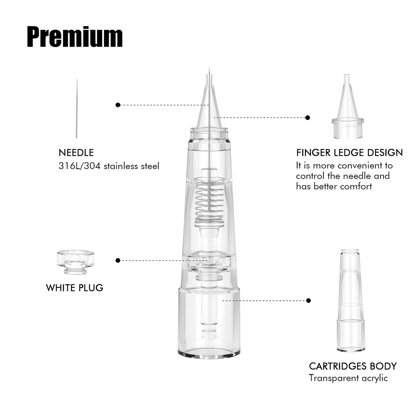 Aiguilles Cartouche Biomaser Maquillage Permanent Professionnel 1R 2R 3RL 5RL - Stérilisées Jetables Tatouage Micropigmentation