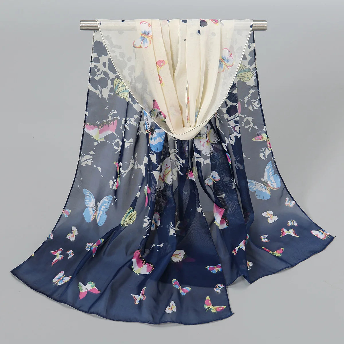 Foulard Soie Mousseline Luxe Femme - Écharpe Tête Plage Bandana Hijab Été