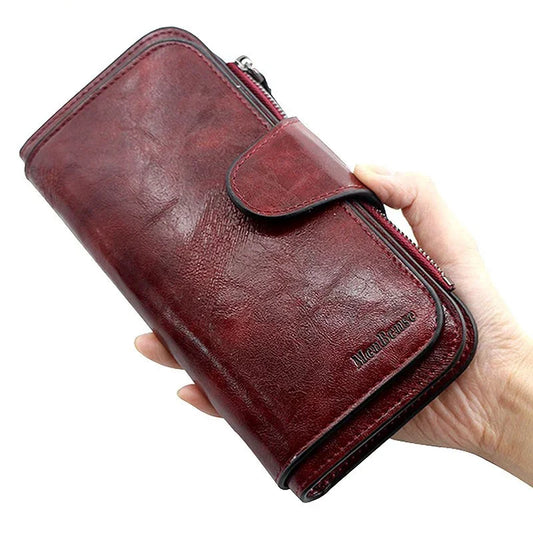 Women's Vintage Leather Tri-Fold Wallet - Wallet Phone Holder Coin Purse Carteira Feminina