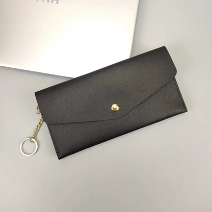 Portefeuille Femme Long Cuir PU - Porte-Cartes Multi-Poches Clutch Élégant Rouge