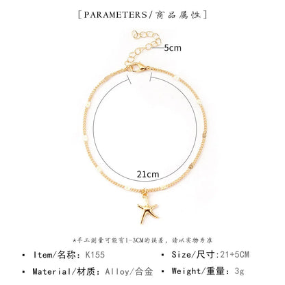 Cheville Étoile de Mer Bohème – Chaîne Pied Ajustable Plage Femme