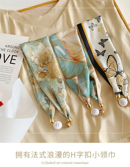 Women's Square Scarf with Magnetic Buckle - Versatile Summer Luxury Scarf/Necklace