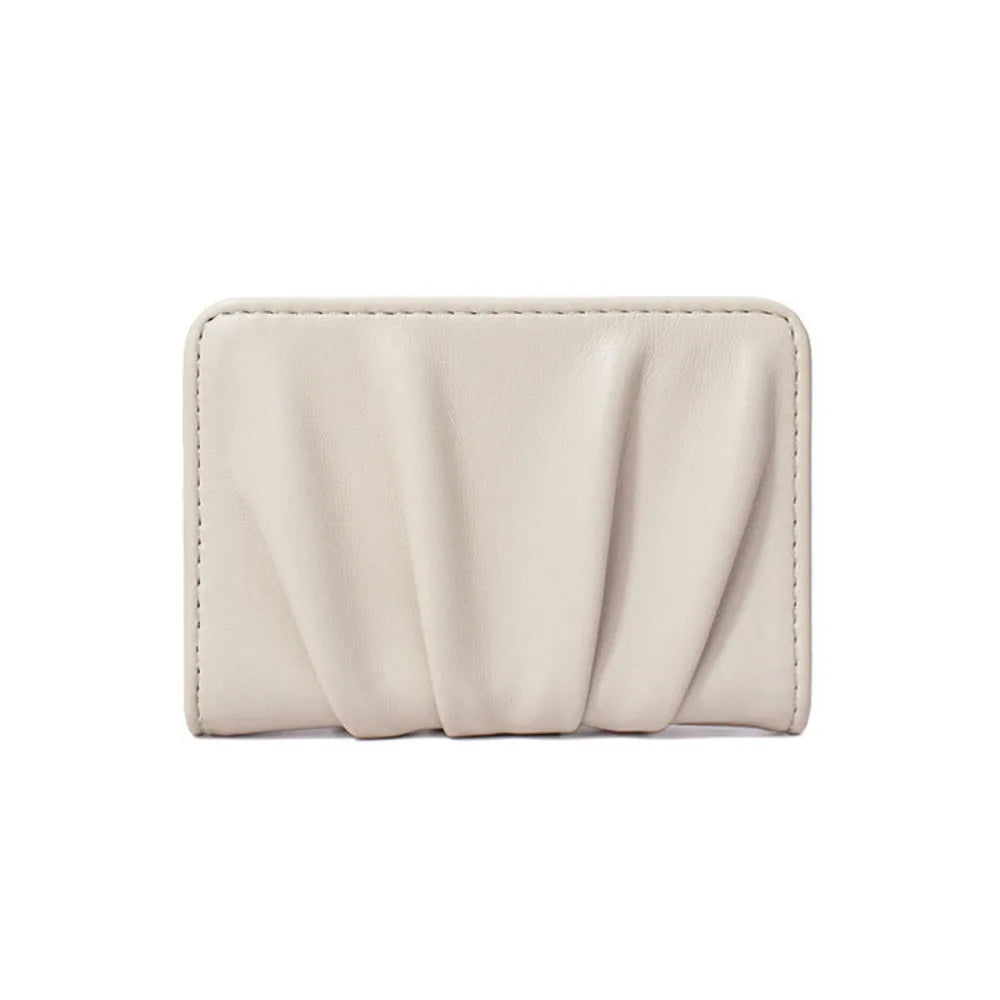 Portefeuille Femme Court Cuir PU Imperméable - Porte-Carte Plissé Multifonction Grande Capacité Bifold