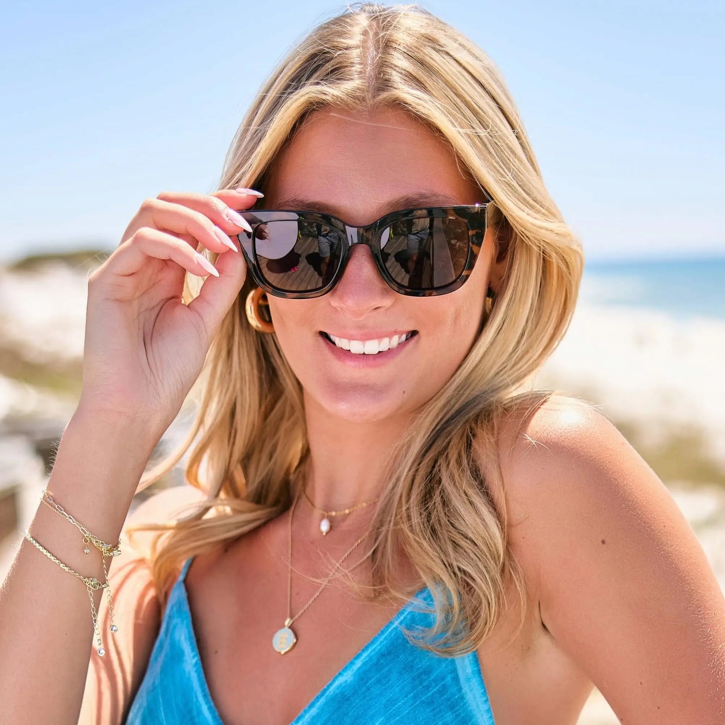 ZENOTTIC Lunettes de Soleil Carrées Polarisées Rétro — UV400, Femme