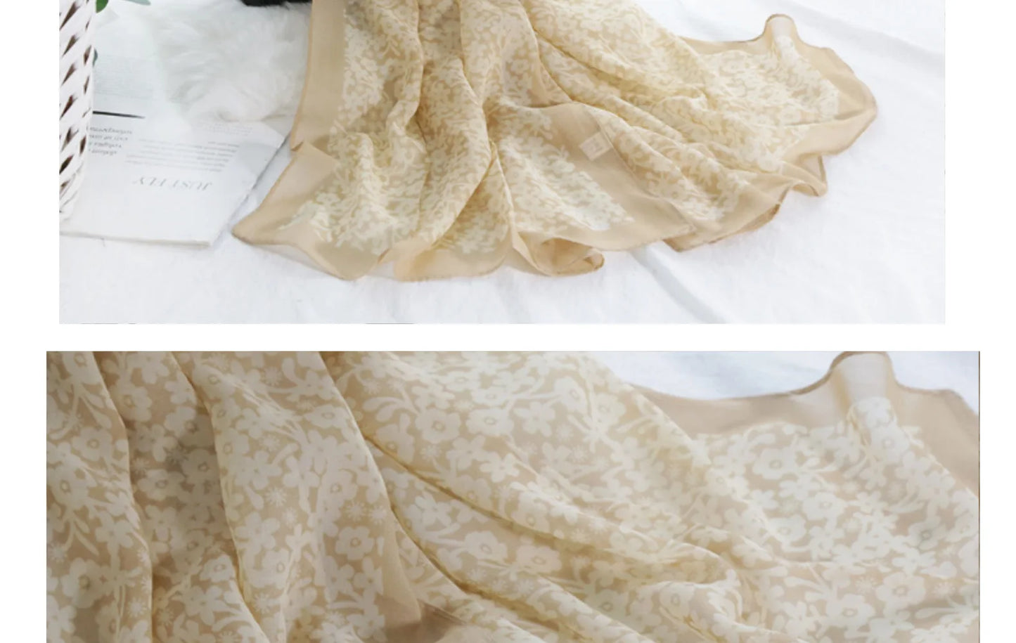 Foulard Écharpe Mousseline Petite Fleur Femme - Bandana Hijab Châle Été Protection Solaire