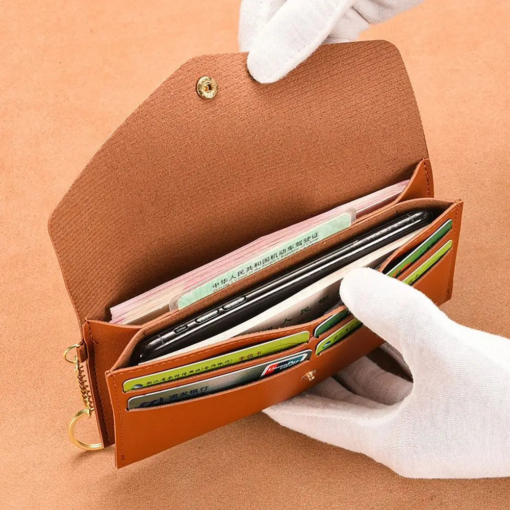Portefeuille Femme Enveloppe Rétro Cuir PU - Clutch Porte-Cartes Téléphone Monnaie