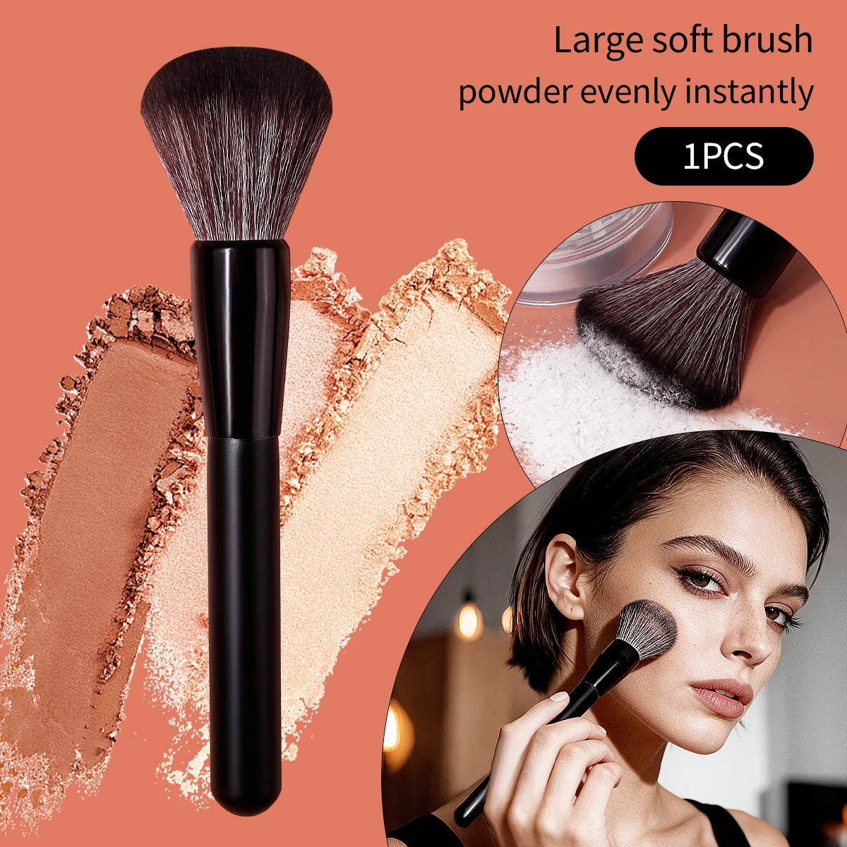 Gros Pinceau Poudre Multifonction Doux - Blush Contour Fixation Maquillage Professionnel Beauté Outil