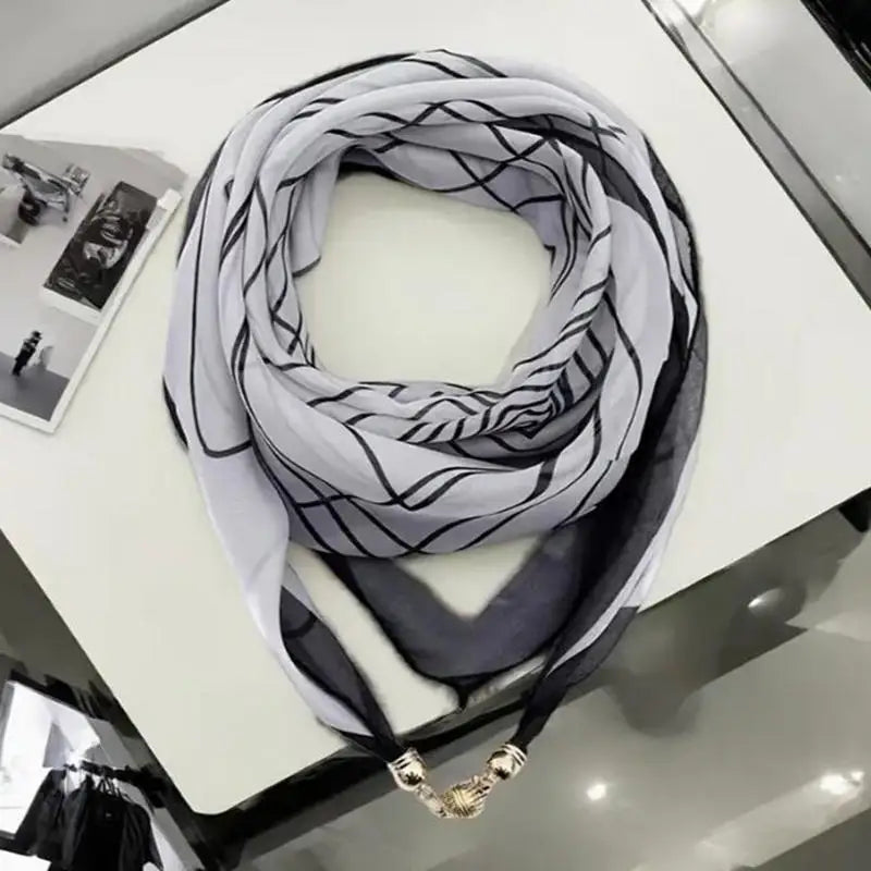 Luxury Square Scarf with Magnetic Buckle for Women, Pink - Triangle Cross Scarf for Autumn/Winter