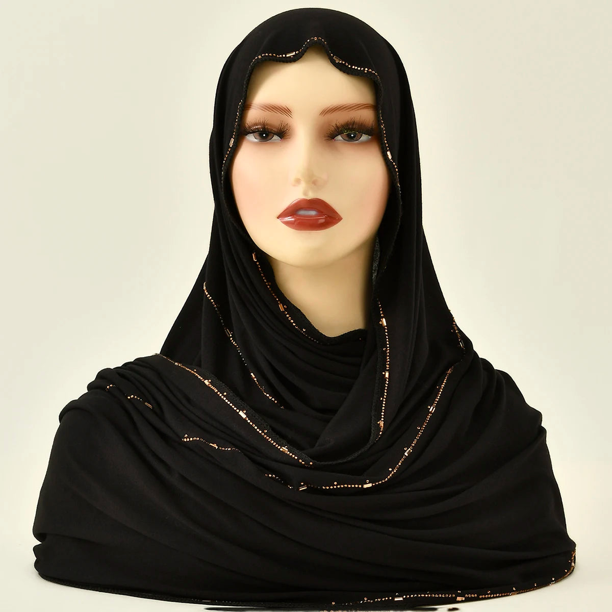 Hijab Jersey Coton Premium - Voile Bordure Scintillante Femme